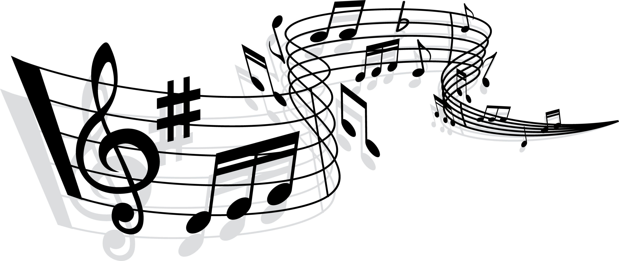 Music wave of musical notes, staff and bar lines